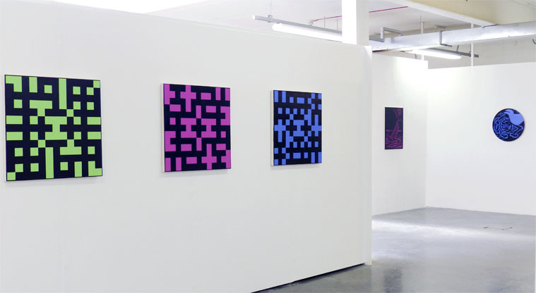 Philip Bradshaw, Installation view, Crossword series and Cartoon series paintings, Nothing To Be Done